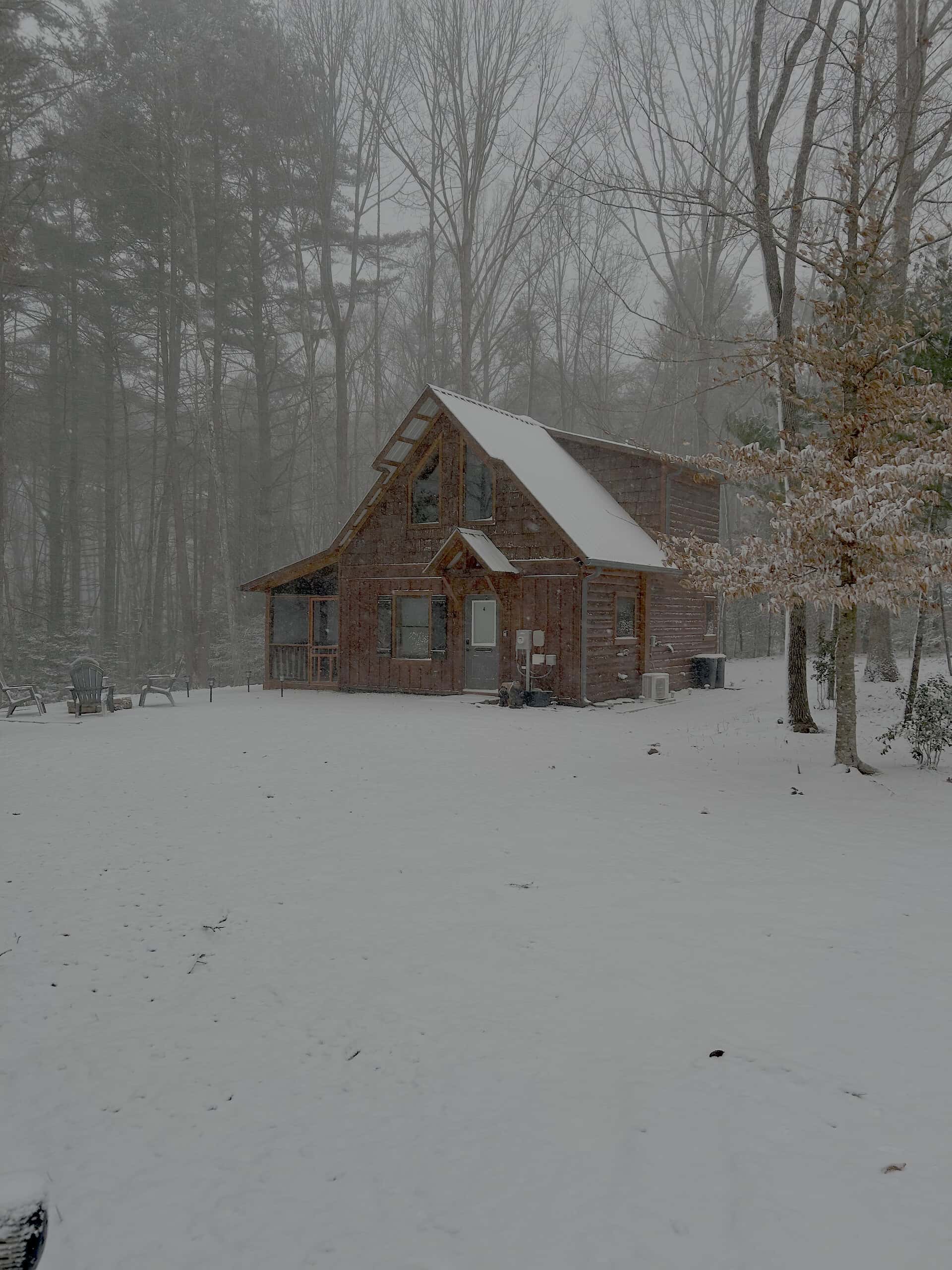Snow scene outside The Cozy Nook